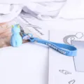 Cute geometric animal keychain pendant with blue silicone strap for bag charm gift - Cat