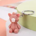 Pink geometric bear keychain, cute low-poly cartoon animal PVC bag pendant for car keys. - Teddy Bear