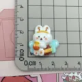 Resin bee rabbit charm detail shot, cute honey pot design for phone case DIY craft decoration. - White Bee (B098)