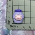 Purple pig milk carton resin DIY charm detail view, cute cabochon for phone case and crafts. - Blueberry Milk Pig