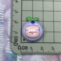Cute purple blueberry pig resin cabochon DIY charm for phone case hairpin jewelry making. - Blueberry Pig Head