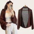 Details of women's ice silk knitted cardigan, casual batwing sleeve sunscreen shawl top. - Tops / 160cm / Coffee