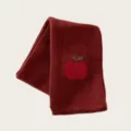 Knitted wool scarf winter warm cute red apple design detail close up view soft texture - Cherry Red
