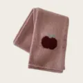 Korean niche design cute little apple knitted winter scarf warm soft wool neck warmer - Pink