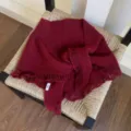 Cozy red knitted triangular shawl scarf with fringe, soft winter warm wrap for women. - 145cm / Cherry Red