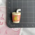 Resin orange drink cup miniature charm detail view, perfect for your phone case DIY decor. - Orange Juice Cup Glossy Style