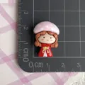Bonito cabochon de resina de niña champiñón de dibujos animados para decorar funda de móvil. - Niña Sombrero Champiñón Rosa en Vestido Rojo / 2 Piezas/Paquete