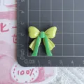 Glossy double-color bow resin cabochon DIY charm for phone case, hair accessories and crafts detailing. - Green