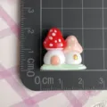 Niedlicher Miniatur Harz Pilz Haus Anhänger DIY Bastelzubehör für Handyhülle Dekoration 1Stk - Rot Beige Zwei Pilzhäuser / 7 Stück/Packung