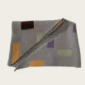 Grey knitted color block shawl for women, cozy winter triangle scarf and elegant outer wrap. - 140cm / Gray