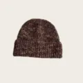 Cozy wool blend colorful knit beanie for women, warm winter slouchy hat with ribbed brim. - One Size / Brown