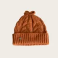 Süße Schleife Zopfstrick Mütze Winter warmer Wollhut orange braun Damen Strickmütze - Einheitsgröße / Orange