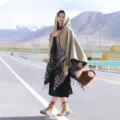 Donna Bohemien Cappuccio Mantello Etnico Frange Scialle Viaggio Foto Esterno Poncho Cappotto Abito - Stile Etnico (LM265) / Beige