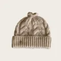 Beige Zopfmuster Strickmütze für Damen Winter warm süße Schleife Wollmütze weiche Kopfbedeckung - Einheitsgröße / Khaki Beige