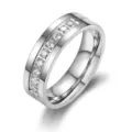 Elegant titanium steel channel set ring with sparkling cubic zirconia stones for couples - 5 Yards / Inlaid Steel Women's Style (TR0040)
