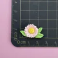 Resin flower charm with green leaves for DIY hairpins phone cases handmade accessories. - Pink Daisy with Green Leaves