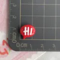 Cabochon in resina rossa bolla di discorso lettera HI per forcella DIY vista dettaglio - Bolla HI Rossa / Confezione Mini