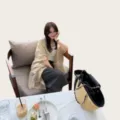 Bufanda larga de mezcla de seda lana chal transparente ligero pañuelo elegante chic. - 180cm / Té con leche
