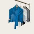 Women summer knitted shawl soft solid color casual neckerchief stylish commute scarf - 180cm / Lake Blue