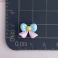 Mini resin bow nail art charm cute candy color DIY cream glue phone case decoration part - Pink and Blue Bowknot / S
