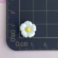 Mini white and yellow resin flower detail shot, perfect for nail art and DIY craft decor. - White Flower / S