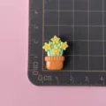 Harz Blume Topf Charms Flachruecken fuer DIY Basteln Handyhuelle Haarspange Zubehoer Deko. - Orangener Topf + Gelbe Blume
