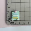 Resin sticky note charm detail showing compact size, perfect for DIY phone case and hair clips. - Green Glossy