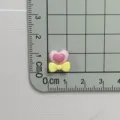 Mini resin heart bow charm flatback for nail art DIY crafting jewelry making decorations. - Pink + Yellow Style / 2 Pcs/Set