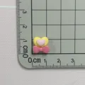 Mini heart bow resin charm nail art DIY craft accessory cute pink yellow cabochon decoration - Yellow + Watermelon Red Style / 1 Piece