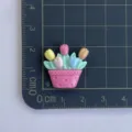 Glänzender Harz Tulpen Blumentopf Anhänger DIY Handwerk Zubehör für Haarklammer Dekor. - Wassermelonenrot + Tulpe