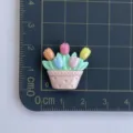 Glänzendes Harz Tulpen Blumen Topf Zubehör für DIY Handwerk, Haarnadeln und Hüllen. - Hellgrün + Tulpe