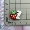 Cute resin strawberry and big ear rabbit charm for phone case hairpin cup sticker DIY craft decor - Rabbit Holding Red Strawberry