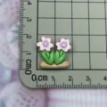 Resin double flower charm green leaves DIY craft accessory for phone case hairpin decoration - Double Flower Shape / Light Pink