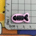 Pink and black fishbone resin cabochon DIY charm for phone case hair clip accessory. - Fishbone