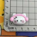 Resin cute cat cabochon pink headphones flatback DIY phone case hair clip craft accessory - Cat with Headphones