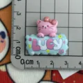 Cute resin pink cat letter charm detail shot, perfect for DIY phone case and hair clip decoration. - Cat Blue LUCK / Blue