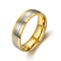 Elegant two-tone titanium steel ring with brushed silver inlay and gold-tone finish - 7 / Male Style