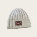 American vintage grey ribbed knit beanie winter warm wool hat for women and men stylish cap - One Size / Oatmeal