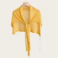 Elegant yellow knitted T-shaped shawl, lightweight summer air conditioning cape and versatile accessory. - 180cm / Turmeric
