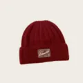 Burgundy knitted beanie winter warm thick wool cap stylish retro slouchy hat cozy casual accessory - One Size / Cherry Red