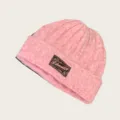 Pink winter cuffed knitted beanie warm thick woolen hat for women daily outdoor wear - One Size / Pink
