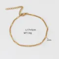 Minimalist gold stainless steel chain necklace or anklet with extension, dainty daily wear. - Single Bracelet / 2mm Wide (17+5cm) / Steel