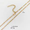 Minimalist stainless steel chain necklace with delicate cutout details, adjustable length. - Pendant Necklace Only / 2mm Width (42+5cm) / Steel