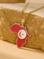 Detailansicht der goldfarbenen Afrika-Karte Halskette mit der Flagge von Tunesien - Tunesien