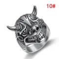 Retro gothic bull demon head titanium steel ring for men in antique silver finish - 10# / Steel