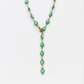 Stainless Steel Evil Eye Y-Shaped Necklace Trendy Gold Choker Jewelry for Women Gift - Steel / Light Green