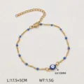 Bracciale a catena in acciaio inossidabile con occhio maligno per regalo di vacanza. - Stile Perline Malocchio / Oro