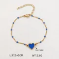 Bracciale in acciaio inossidabile con ciondolo cuore blu stile vacanza al mare donna - Cuore Blu / Oro