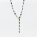 Stainless steel gold plated black and white evil eye Y necklace elegant choker jewelry - Steel / Black