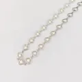 Stainless steel heart link bracelet or necklace with white enamel detail, fashion jewelry. - White